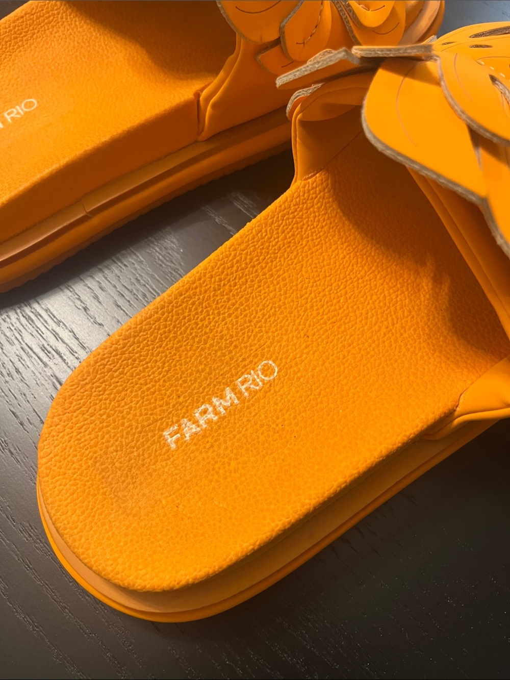 FARM Rio Monstera Orange Leaf Slide Sandals - Picture 3 of 7